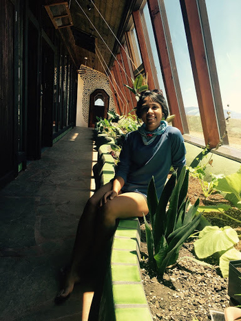 Karen at earthship