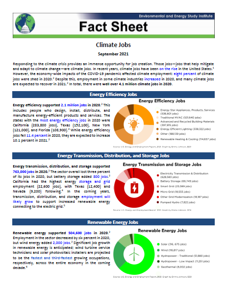 Fact Sheet, Climate Jobs (2021), White Papers