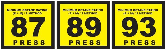 Fig. 1: octane rating of gasoline, as displayed at a typical gas station. 