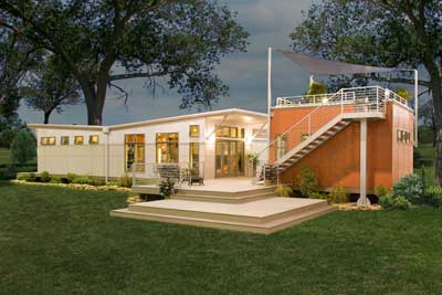 Clayton Homes’ i-house™ features Energy Star appliances, compact fluorescent lighting, water saving fixtures, highly efficient windows and insulation, and solar panels. It costs $90,000-$150,000 before land and improvements