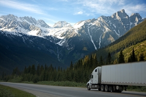 Truck with mountains